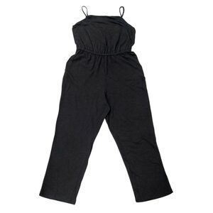 Old Navy Waist-Defined Sleeveless Crop Cami Jumpsuit Womens Medium Black Cotton
